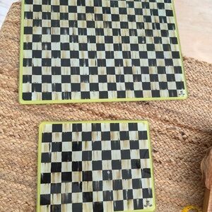 MacKenzie-Childs Checkered Cutting Boards - Black, White, Green